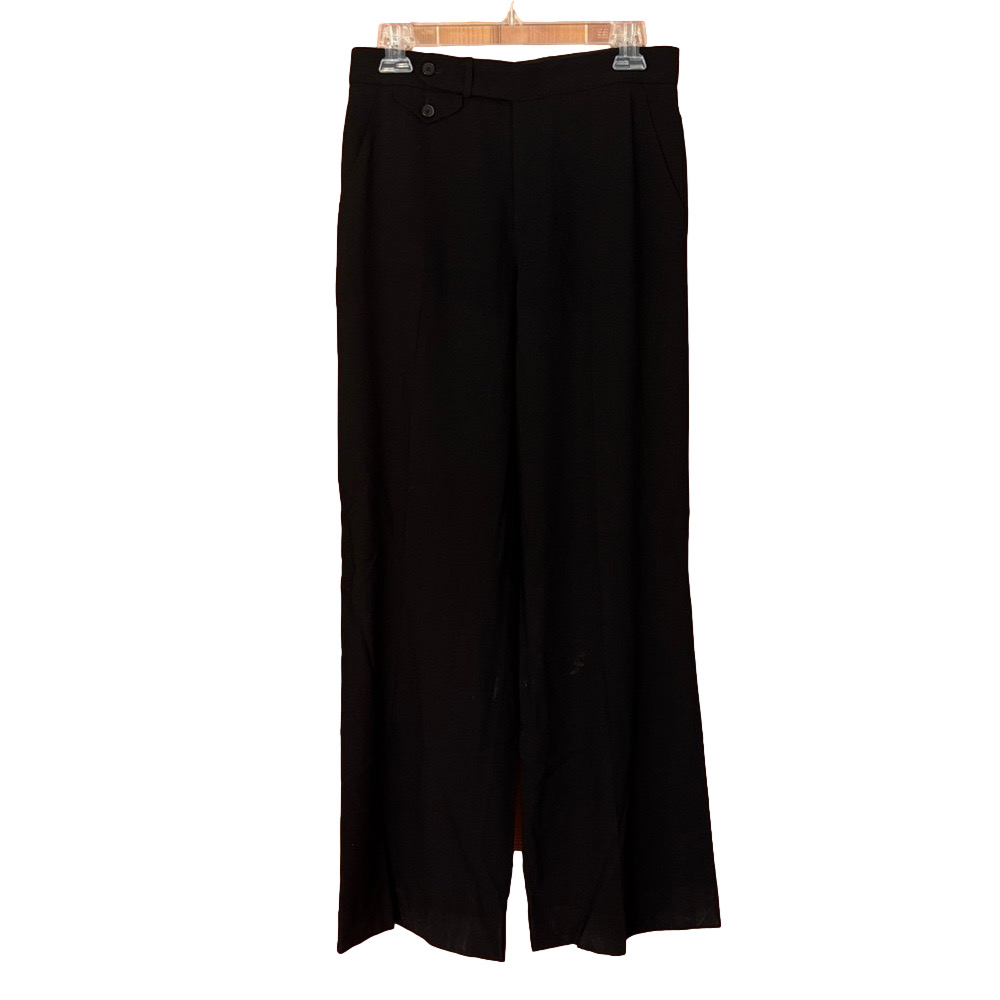 Ralph Lauren Purple Label Black 100% Virgin Wool Wide Leg Dress Pants Size 6